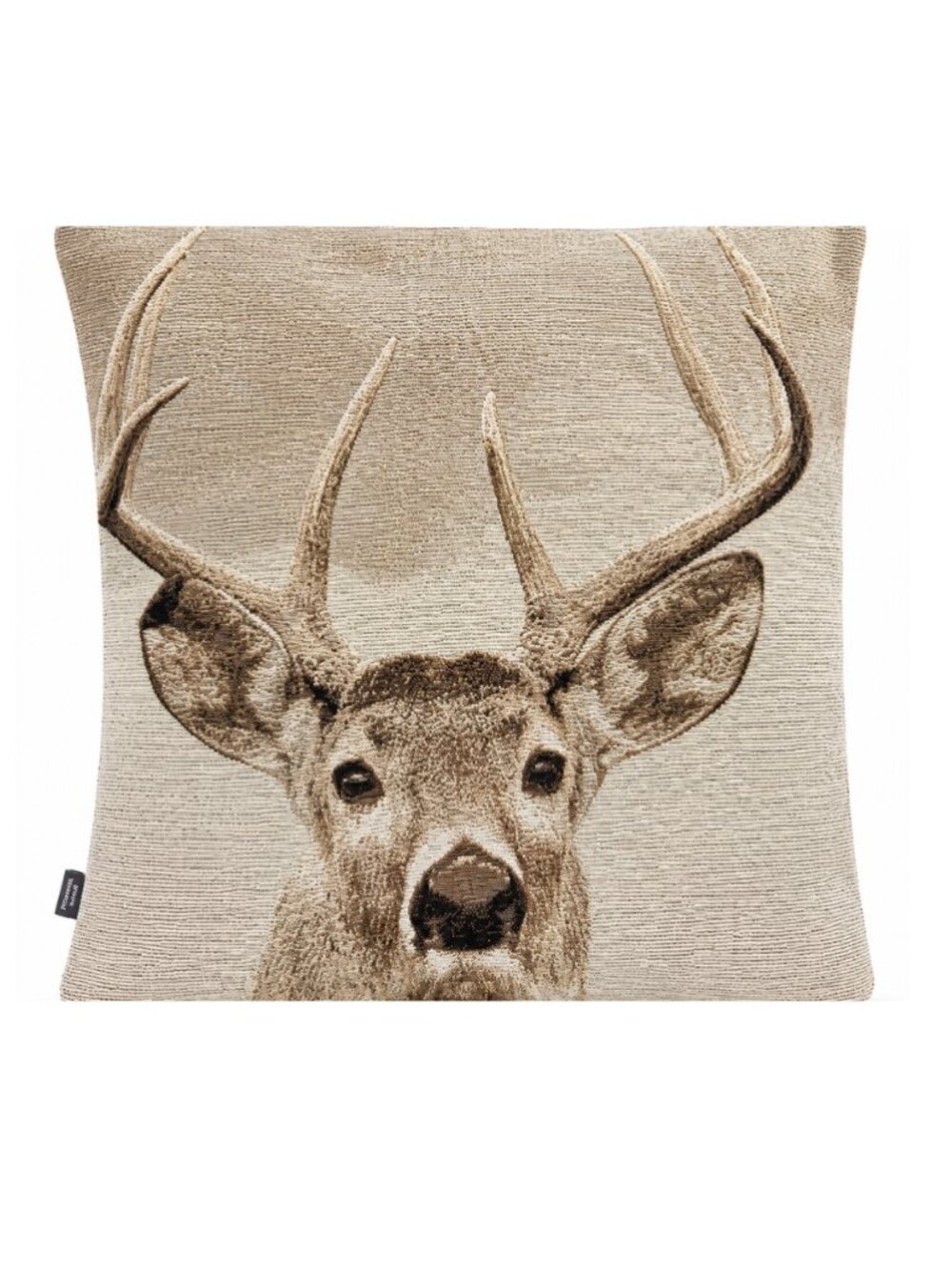 Deer Head Decorative Pillow Cover - Neutral Beige & Brown